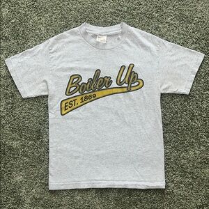 TCX Apparel Boiler Up Purdue Gray Shirt Women’s Small Black Gold Front Graphic